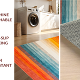 Ultra Soft Area Rug, Non Slip, Stain Resistant, Washable Area Rugs for Living Room, Bedroom, Vibrant Abstract Geometric Arrangement(Orange)