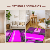 Ultra Soft Area Rug, Non Slip, Stain Resistant, Washable Area Rugs for Living Room, Bedroom, Dynamic Contemporary Diagonal Design(Pink)