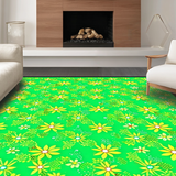 Ultra Soft Area Rug, Non Slip, Stain Resistant, Washable Area Rugs for Living Room, Bedroom, Playful Rounded Floral Theme(Green)