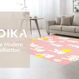 Ultra Soft Area Rug, Non Slip, Stain Resistant, Washable Area Rugs for Living Room, Bedroom, Elegant Greenery and Egg Design(Pink)