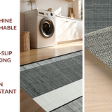Ultra Soft Area Rug, Non Slip, Stain Resistant, Washable Area Rugs for Living Room, Bedroom, Woven Black White Stripe Rug: Contemporary Home Decor Carpet(Gray)