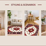 Ultra Soft Area Rug, Non Slip, Stain Resistant, Washable Area Rugs for Living Room, Bedroom, Traditional Oriental Ivory Red Living Room Non-Shedding Rug(Red)