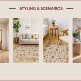Ultra Soft Area Rug, Non Slip, Stain Resistant, Washable Area Rugs for Living Room, Bedroom, Elegant Distressed Floral Aesthetic(Beige)