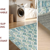 Ultra Soft Area Rug, Non Slip, Stain Resistant, Washable Area Rugs for Living Room, Bedroom, Chic Abstract Diamond Arrangement(Blue)