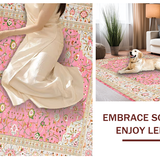 Ultra Soft Area Rug, Non Slip, Stain Resistant, Washable Area Rugs for Living Room, Bedroom, Modern Subtle Geometric Composition(Pink)