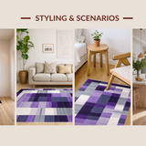 Ultra Soft Area Rug, Non Slip, Stain Resistant, Washable Area Rugs for Living Room, Bedroom, Luxurious Modern Tiled Aesthetic(Purple)