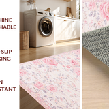 Ultra Soft Area Rug, Non Slip, Stain Resistant, Washable Area Rugs for Living Room, Bedroom, Charming Soft Pink Floral Aesthetic(Pink)