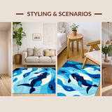 Ultra Soft Area Rug, Non Slip, Stain Resistant, Washable Area Rugs for Living Room, Bedroom, Kid-Friendly Fun Animal Imagery(Blue)