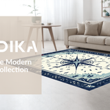 Ultra Soft Area Rug, Non Slip, Stain Resistant, Washable Area Rugs for Living Room, Bedroom, Vibrant Nautical Themed Décor(Blue)