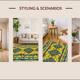 Ultra Soft Area Rug, Non Slip, Stain Resistant, Washable Area Rugs for Living Room, Bedroom, Geometric Boho Yellow Living Room Non-Slip Rug(Yellow)