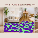 Ultra Soft Area Rug, Non Slip, Stain Resistant, Washable Area Rugs for Living Room, Bedroom, Whimsical Multicolored Symmetrical Pattern(Purple)