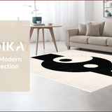 Ultra Soft Area Rug, Non Slip, Stain Resistant, Washable Area Rugs for Living Room, Bedroom, Philosophical Monochrome Circular Design(White)