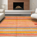 Ultra Soft Area Rug, Non Slip, Stain Resistant, Washable Area Rugs for Living Room, Bedroom, Dynamic Curved Lines with Rich Colors(Orange)