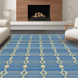 Contemporary Blue Beige Trellis Design(Blue)