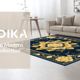 Ultra Soft Area Rug, Non Slip, Stain Resistant, Washable Area Rugs for Living Room, Bedroom, Stylish Symmetrical Mandala Elements(Gold)