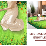Ultra Soft Area Rug, Non Slip, Stain Resistant, Washable Area Rugs for Living Room, Bedroom, Fresh Organic Floral Aesthetic(Green)