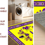 Ultra Soft Area Rug, Non Slip, Stain Resistant, Washable Area Rugs for Living Room, Bedroom, Vibrant Mardi Gras Carnival Aesthetic(Yellow)