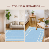 Ultra Soft Area Rug, Non Slip, Stain Resistant, Washable Area Rugs for Living Room, Bedroom, Sweet Ribbon Accent Rug Preppy Decor Coquette Style Chic Bathroom Carpet(Blue)