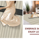 Ultra Soft Area Rug, Non Slip, Stain Resistant, Washable Area Rugs for Living Room, Bedroom, Sleek Black and Beige Stripe Aesthetic(Beige)