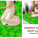 Ultra Soft Area Rug, Non Slip, Stain Resistant, Washable Area Rugs for Living Room, Bedroom, Rustic Textured Lucky Leaf Design(Green)