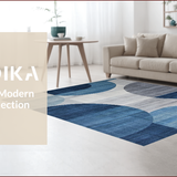 Ultra Soft Area Rug, Non Slip, Stain Resistant, Washable Area Rugs for Living Room, Bedroom, Artistic Subtle Circular Motif(Blue)