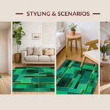 Ultra Soft Area Rug, Non Slip, Stain Resistant, Washable Area Rugs for Living Room, Bedroom, Vibrant Modern Patterned Elegance(Green)