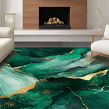 Ultra Soft Area Rug, Non Slip, Stain Resistant, Washable Area Rugs for Living Room, Bedroom, Emerald Green Luxurious Marble Motif(Green)