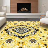 Ultra Soft Area Rug, Non Slip, Stain Resistant, Washable Area Rugs for Living Room, Bedroom, Elegant Cozy Medallion Design(Yellow)