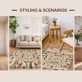 Ultra Soft Area Rug, Non Slip, Stain Resistant, Washable Area Rugs for Living Room, Bedroom, Bold Cultural Inspired Decorative Elements(Orange)