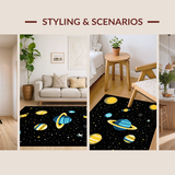 Ultra Soft Area Rug, Non Slip, Stain Resistant, Washable Area Rugs for Living Room, Bedroom, Nebula Bright Cosmic Imagery(Yellow)