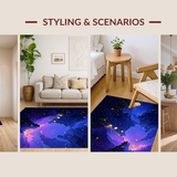 Ultra Soft Area Rug, Non Slip, Stain Resistant, Washable Area Rugs for Living Room, Bedroom, Celestial Nebula Abstract Aesthetic(Blue)