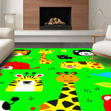 Ultra Soft Area Rug, Non Slip, Stain Resistant, Washable Area Rugs for Living Room, Bedroom, Joyful Illustrative Playful Scene(Yellow)