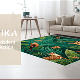Ultra Soft Area Rug, Non Slip, Stain Resistant, Washable Area Rugs for Living Room, Bedroom, Charming Leafy Jungle Scene(Green)