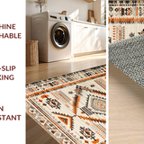 Ultra Soft Area Rug, Non Slip, Stain Resistant, Washable Area Rugs for Living Room, Bedroom, Vintage Cozy Diamond Arrangement(Orange)