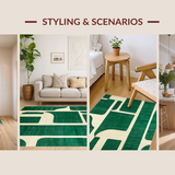 Ultra Soft Area Rug, Non Slip, Stain Resistant, Washable Area Rugs for Living Room, Bedroom, Sleek Nature-Inspired Decorative Elements(Green)