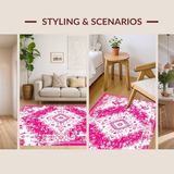 Ultra Soft Area Rug, Non Slip, Stain Resistant, Washable Area Rugs for Living Room, Bedroom, Serene Watercolor Floral Impression(White)