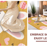 Ultra Soft Area Rug, Non Slip, Stain Resistant, Washable Area Rugs for Living Room, Bedroom, Playful Bunny Silhouette Spring Design(Gold)
