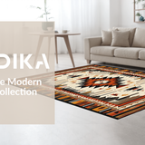 Ultra Soft Area Rug, Non Slip, Stain Resistant, Washable Area Rugs for Living Room, Bedroom, Cultural Vibrant Tribal Motif(Orange)