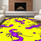 Ultra Soft Area Rug, Non Slip, Stain Resistant, Washable Area Rugs for Living Room, Bedroom, Festive Lobster Graphic Delight(Yellow)