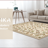 Ultra Soft Area Rug, Non Slip, Stain Resistant, Washable Area Rugs for Living Room, Bedroom, Rustic Earthy Floral Arrangement(Beige)