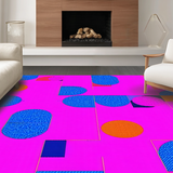 Ultra Soft Area Rug, Non Slip, Stain Resistant, Washable Area Rugs for Living Room, Bedroom, Whimsical Pink Geometric Landscape(Pink)