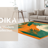 Ultra Soft Area Rug, Non Slip, Stain Resistant, Washable Area Rugs for Living Room, Bedroom, Artful Modern Organic Design(Orange)