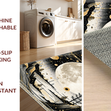 Ultra Soft Area Rug, Non Slip, Stain Resistant, Washable Area Rugs for Living Room, Bedroom, Trendy Half Moon Textile Art(Gold)