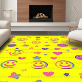 Ultra Soft Area Rug, Non Slip, Stain Resistant, Washable Area Rugs for Living Room, Bedroom, Enchanting Rainbow Smiley Arrangement(Yellow)