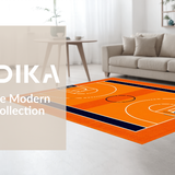Ultra Soft Area Rug, Non Slip, Stain Resistant, Washable Area Rugs for Living Room, Bedroom, Whimsical Basketball Graphics Style(Orange)