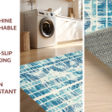 Ultra Soft Area Rug, Non Slip, Stain Resistant, Washable Area Rugs for Living Room, Bedroom, Modern Beach Area Rug with Unique Seahorse and Ocean Wave Motif(Blue)