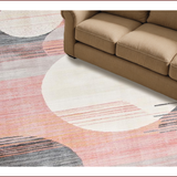 Ultra Soft Area Rug, Non Slip, Stain Resistant, Washable Area Rugs for Living Room, Bedroom, Ethereal Sunburst Geometric Motif(Pink)