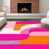 Ultra Soft Area Rug, Non Slip, Stain Resistant, Washable Area Rugs for Living Room, Bedroom, Elegant Fluid Organic Shapes(Orange)