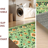 Ultra Soft Area Rug, Non Slip, Stain Resistant, Washable Area Rugs for Living Room, Bedroom, Eclectic Floral Medley Arrangement(Green)