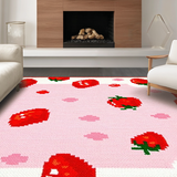 Ultra Soft Area Rug, Non Slip, Stain Resistant, Washable Area Rugs for Living Room, Bedroom, Whimsical Fruit-Themed Bath Decor(Red)
